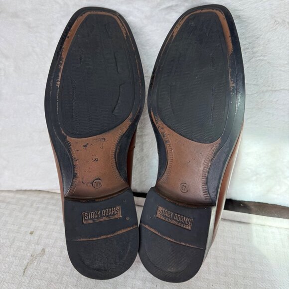 Stacy Adams Brown Leather Mens Dress Shoes Size 11M slip- on loafer - Picture 8 of 9